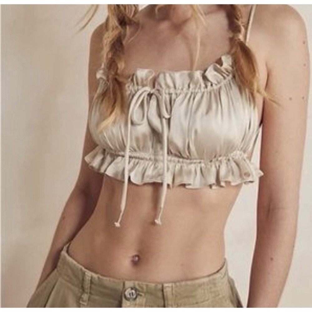 Free People Intimately‎ Satin Milkmaid Open Back Coquette Top Fairy Festival